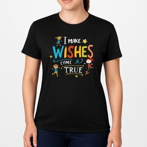 Black I Make Wishes Come True Graphic Tee L Teacher Classroom School Festive Hol